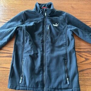 PUMA Workwear Boys Softshell Jacket Black Full Zip Fleece Lined Size M